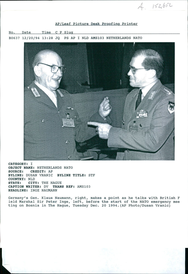 Peter Anthony Inge with gen. klaus bauman. - Vintage Photograph