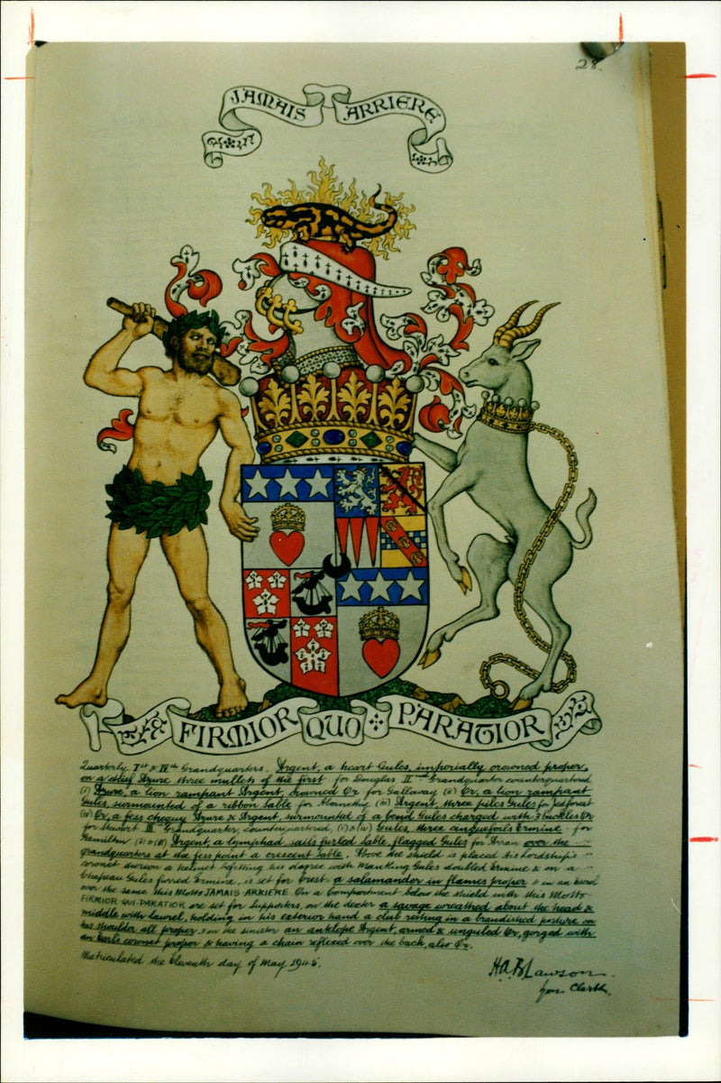 Selkirk Coat of Arms. - Vintage Photograph