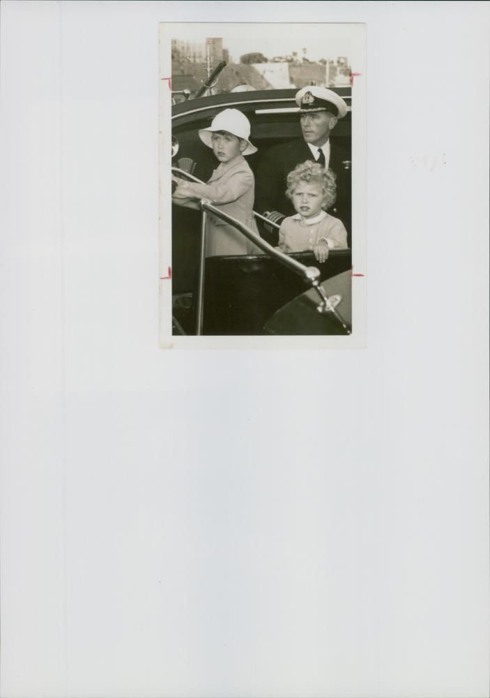 Captain Fish Dalglish, with Prince Charles and Princess Anne. - Vintage Photograph