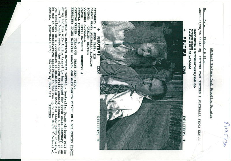 1996 AUSTRALIAN MINISTER PAUL KEATING AND HIS WIFE ANN TONY PRIME JIR WRITER - Vintage Photograph