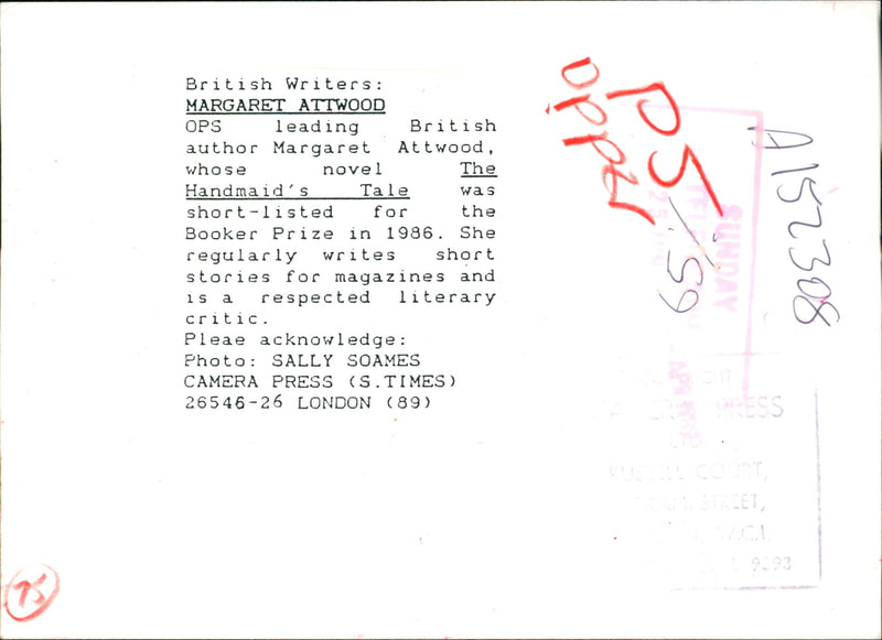 Margaret Atwood. - Vintage Photograph