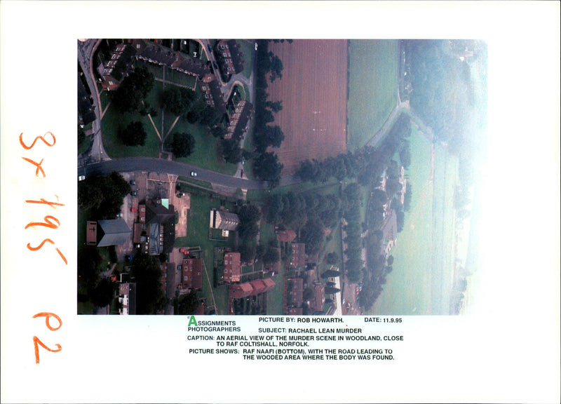 Rachel Lean: An aerial view of the murder scene. - Vintage Photograph