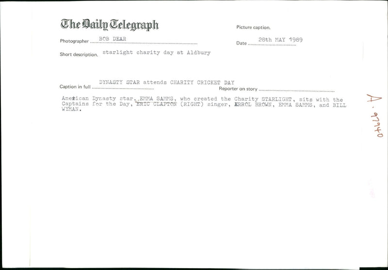 Emma Samms and Eric Clapton. - Vintage Photograph