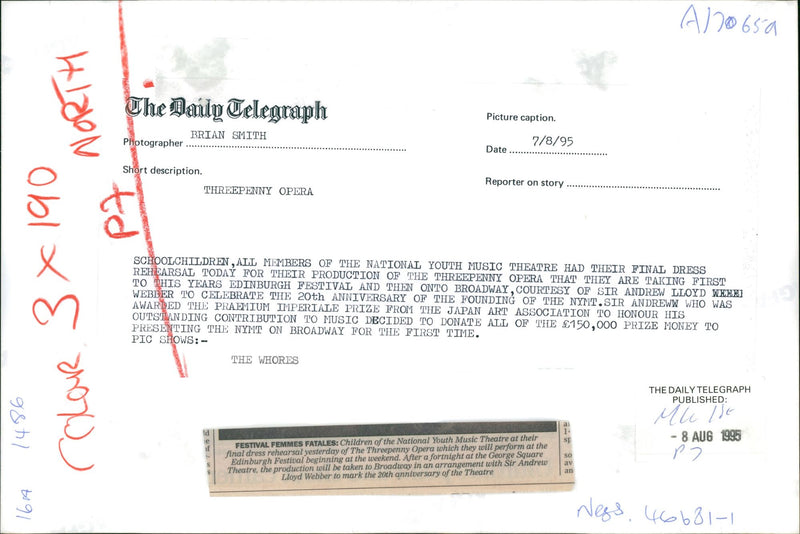 National Youth Music Theatre: Threepenny Opera. - Vintage Photograph