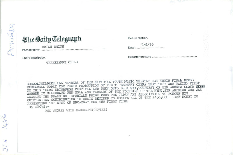 National Youth Music Theatre: Threepenny Opera. - Vintage Photograph