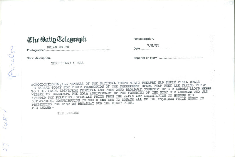 National Youth Music Theatre: Threepenny Opera. - Vintage Photograph