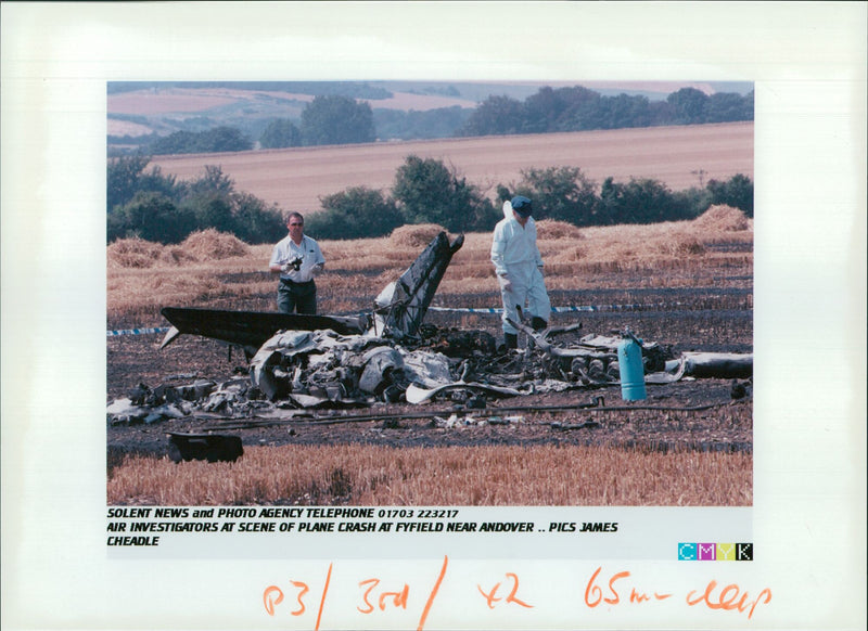 1995 Beechcraft 58 Baron aircraft crash near Fyfield - Vintage Photograph