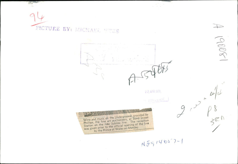 Railway Underground:Wine and music on the underground. - Vintage Photograph