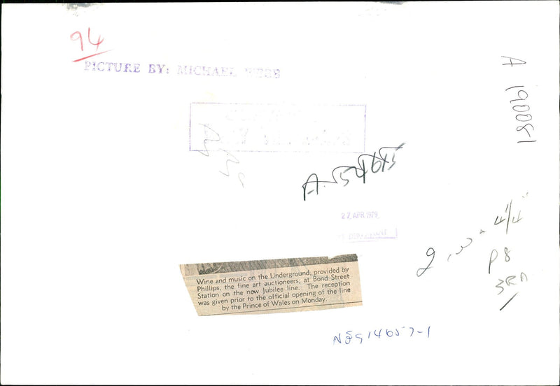 Railway Underground:Wine and music on the underground. - Vintage Photograph