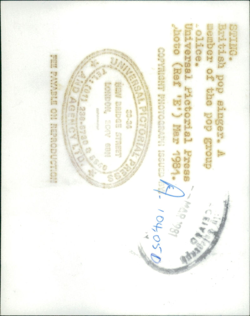 The Police: Sting. - Vintage Photograph