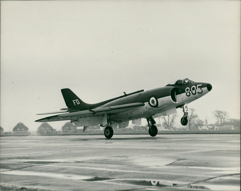 Scimitar aircraft:new naval plane on show. - Vintage Photograph