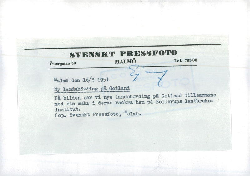 1951 SWEDEN MALMO LANDSCAPE HER TEL THEIR BEAUTIFUL AGRICULTURAL COP INSTITUTE - Vintage Photograph