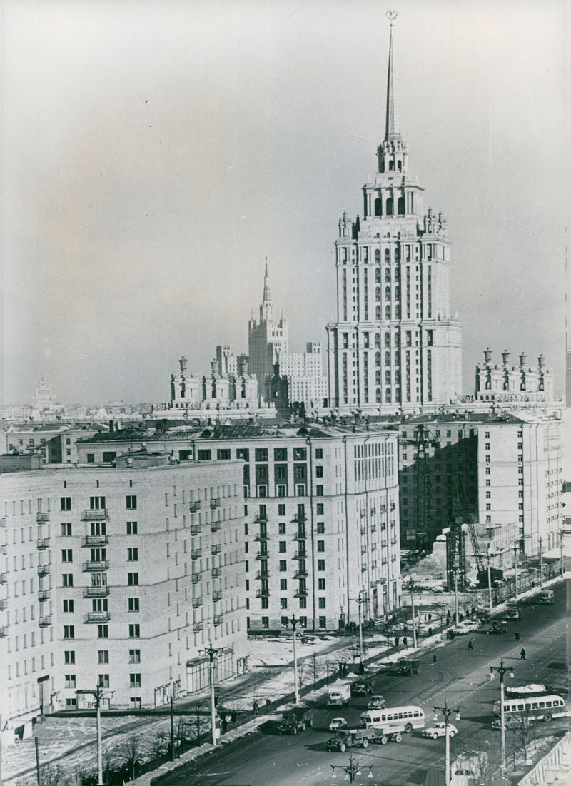 Kutuzov Avenue in Moscow 1959. - Vintage Photograph