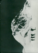 Four members of a Russian expedition ski on a high plateau - Vintage Photograph