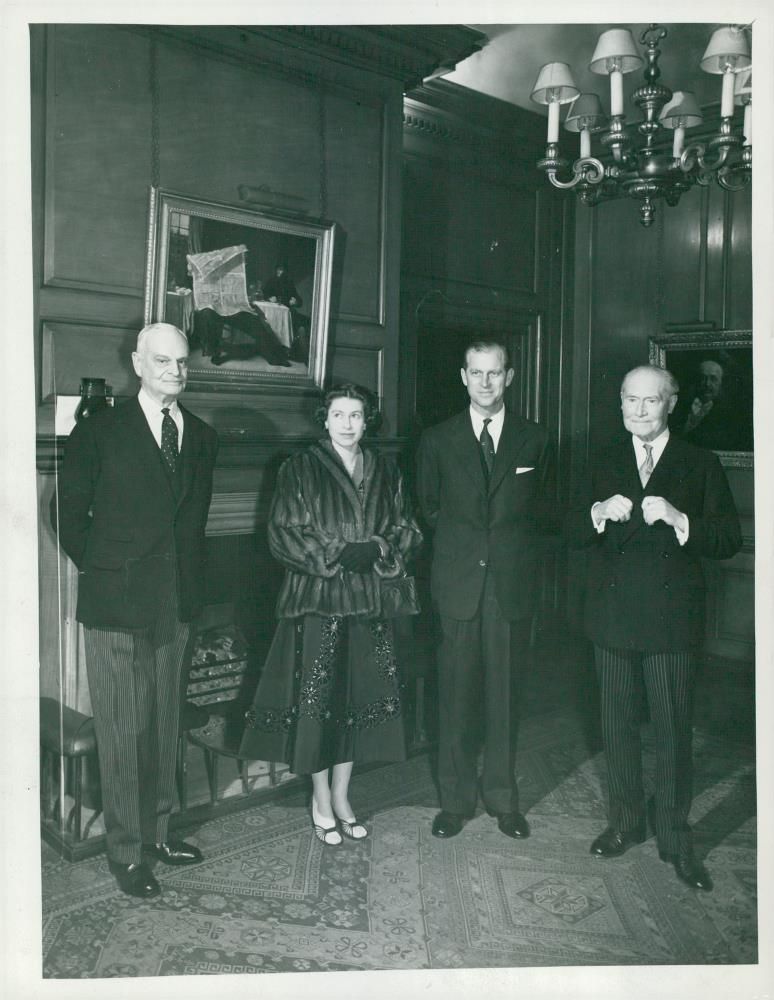Lord Astor of Hever, Queen Elizabeth, Duke of Edinburgh and John Walter of the Times Board - Vintage Photograph