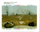 US Maneuvers in Kuwait: Kuwaiti and American armoured personnel carries fire. - Vintage Photograph