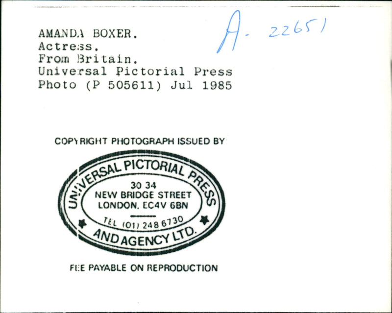 Amanda Boxer: - Vintage Photograph