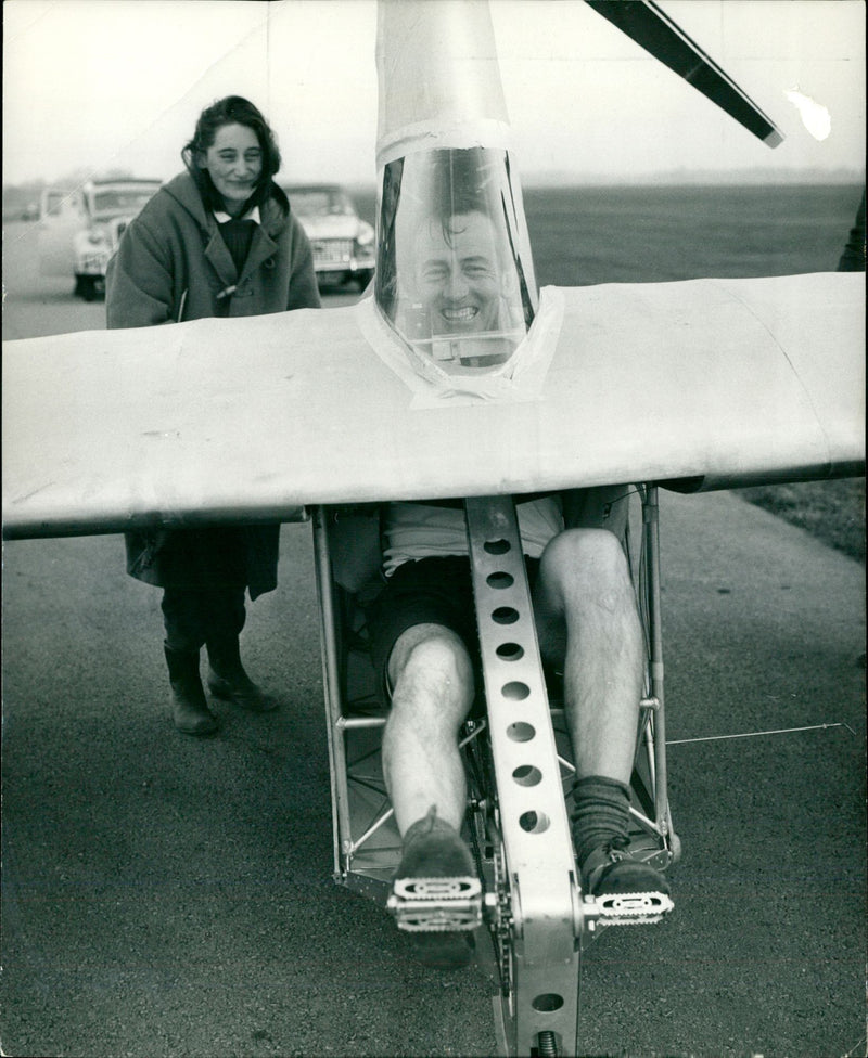 Pedal Powered Aircraft:Mr Manuel - Vintage Photograph