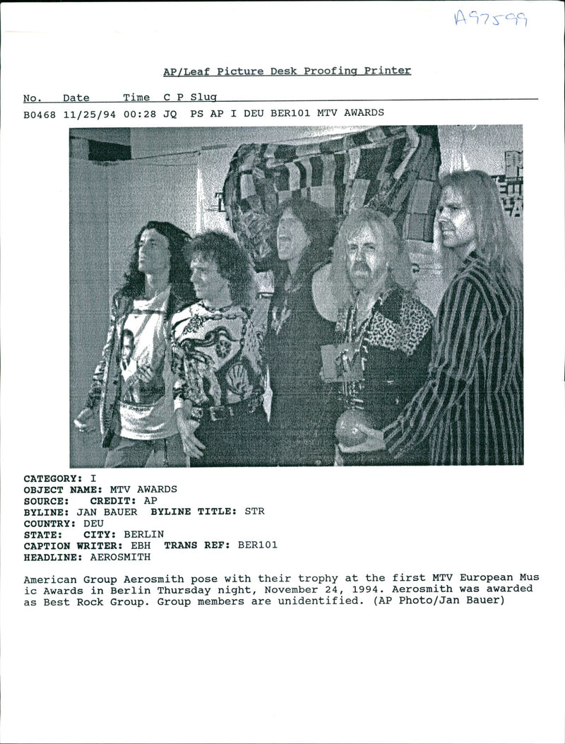 Aerosmith Pop Group: - Vintage Photograph