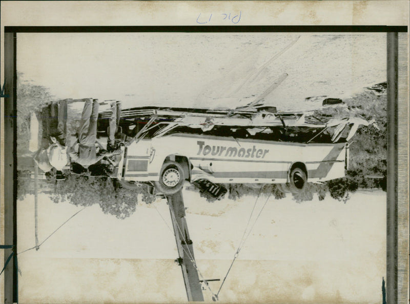 The Beaune coach crash:the overturned  coachwith was carrying. - Vintage Photograph