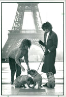 Elisa De Valaurie and Nathalie Granden with Sharpei Dog - Vintage Photograph