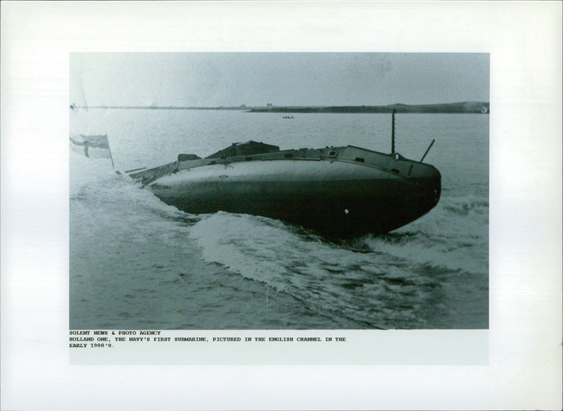 Submarine Holland One in the English channel in early 1900's - Vintage Photograph