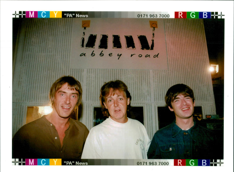Noel Gallagher with Paul McCartney and Paul Weller, 1995, - Vintage Photograph