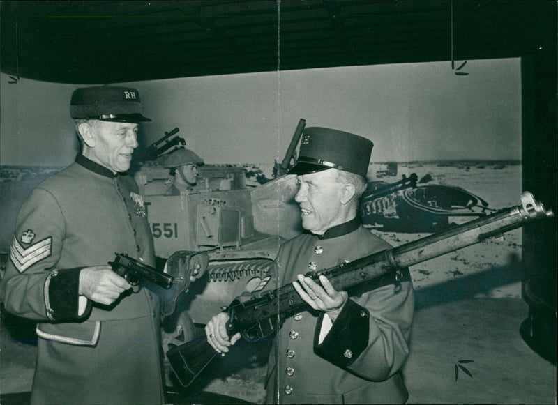 Chelsea Pensioner with national army. - Vintage Photograph
