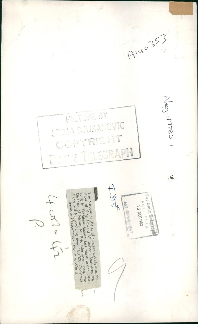 Schools 1980-1987:Carol concert. - Vintage Photograph