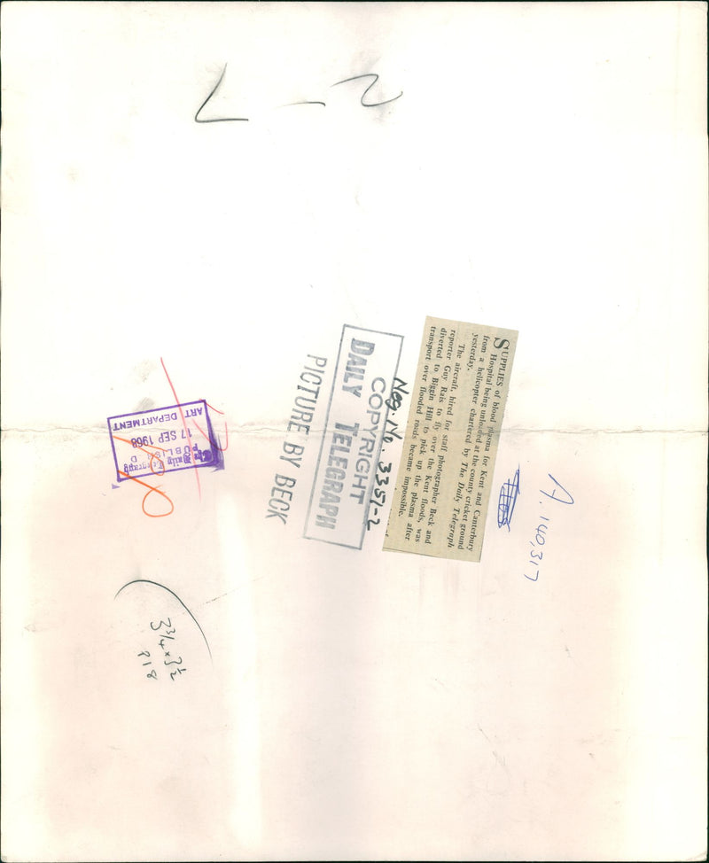 Floods 1966-1989:Supplies of blood plasma. - Vintage Photograph