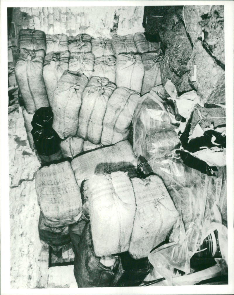 Inuengarny Cannabis Cases:One and a half tons of smuggled cannabis. - Vintage Photograph