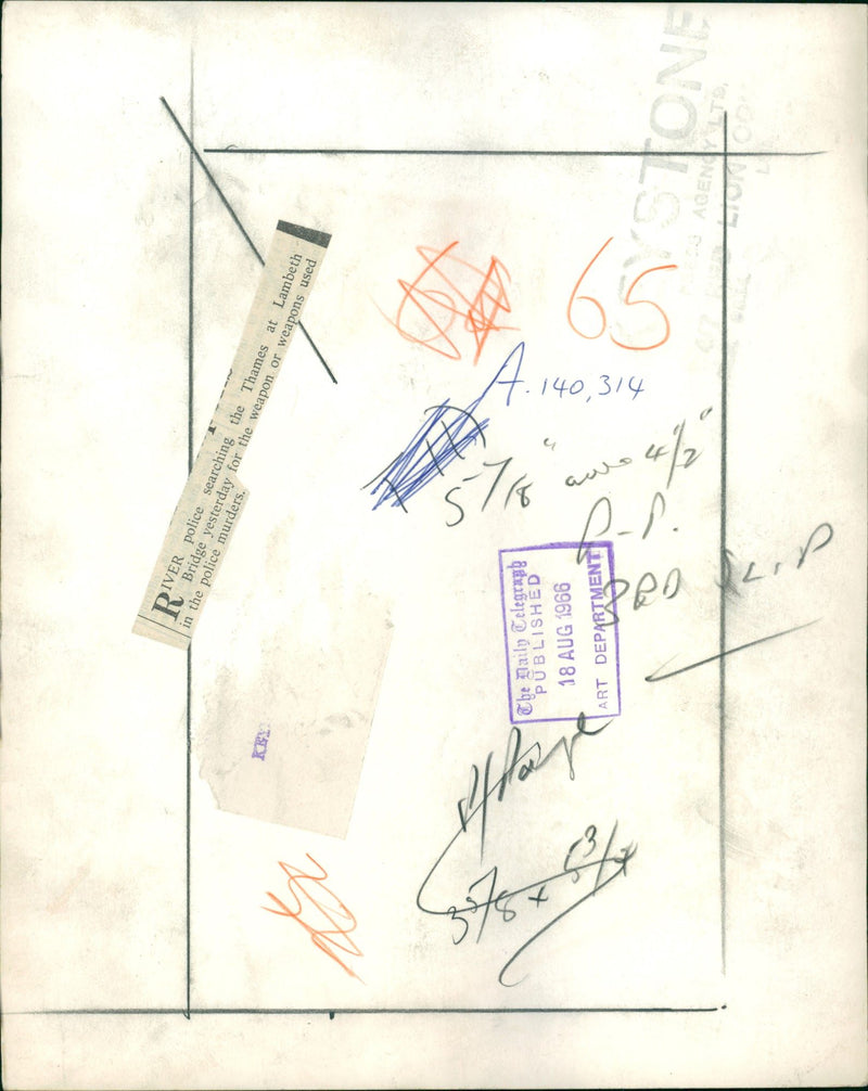 Shepherd's Bush murders: river police searching. - Vintage Photograph