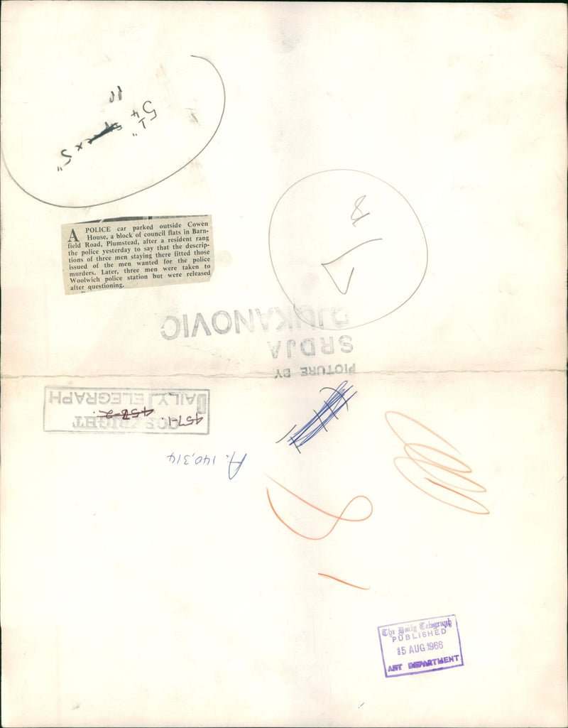 Shepherd's Bush murders:a police car park. - Vintage Photograph