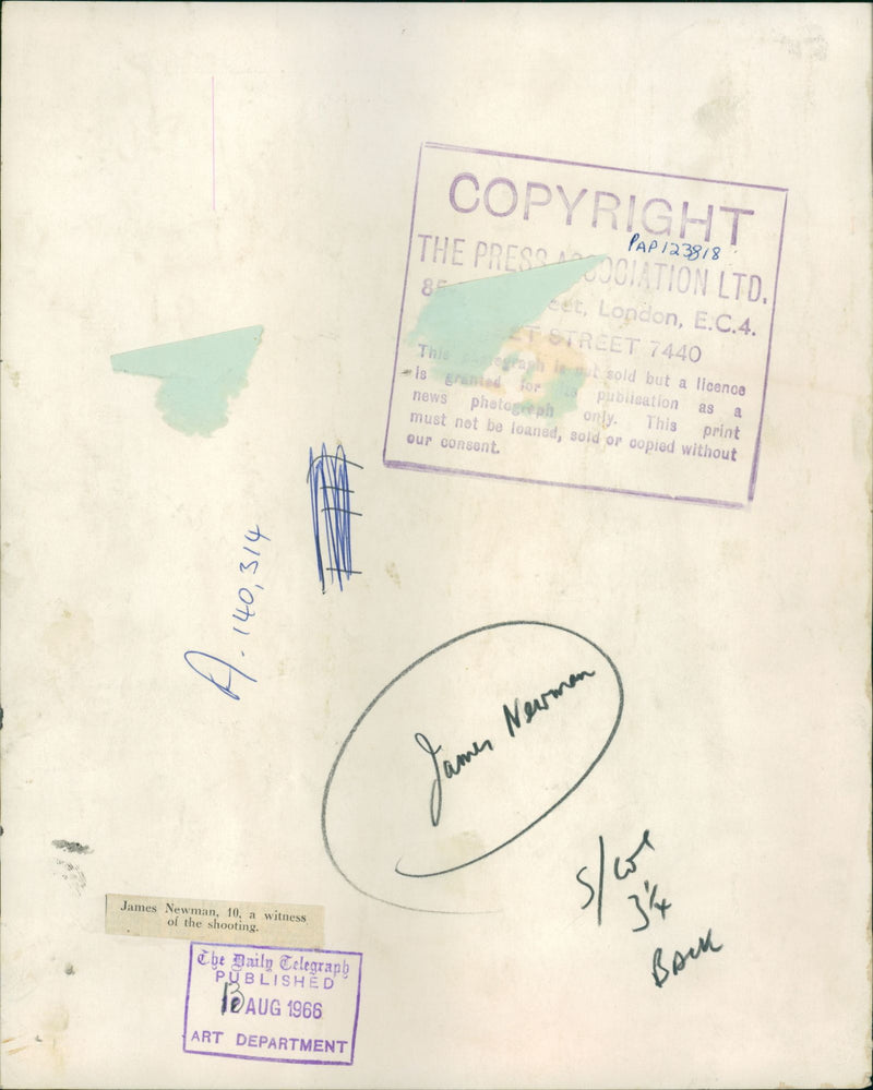 Shepherd's Bush murders: james newman a withness of shotting. - Vintage Photograph