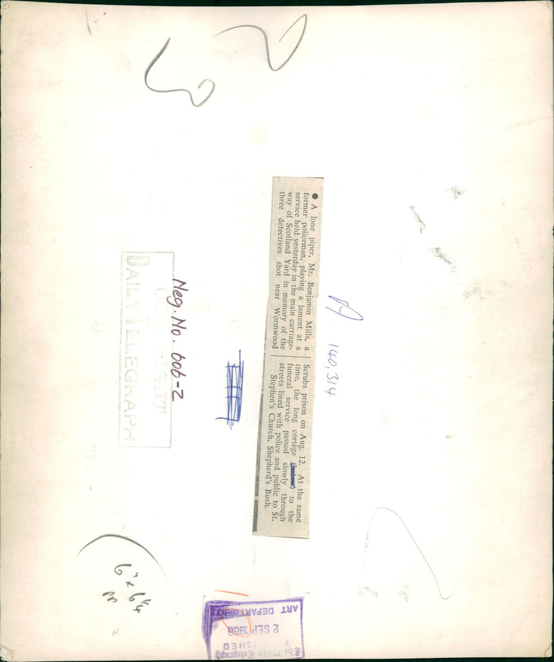 Shepherd's Bush murders: a long piper mr. benjamin. - Vintage Photograph