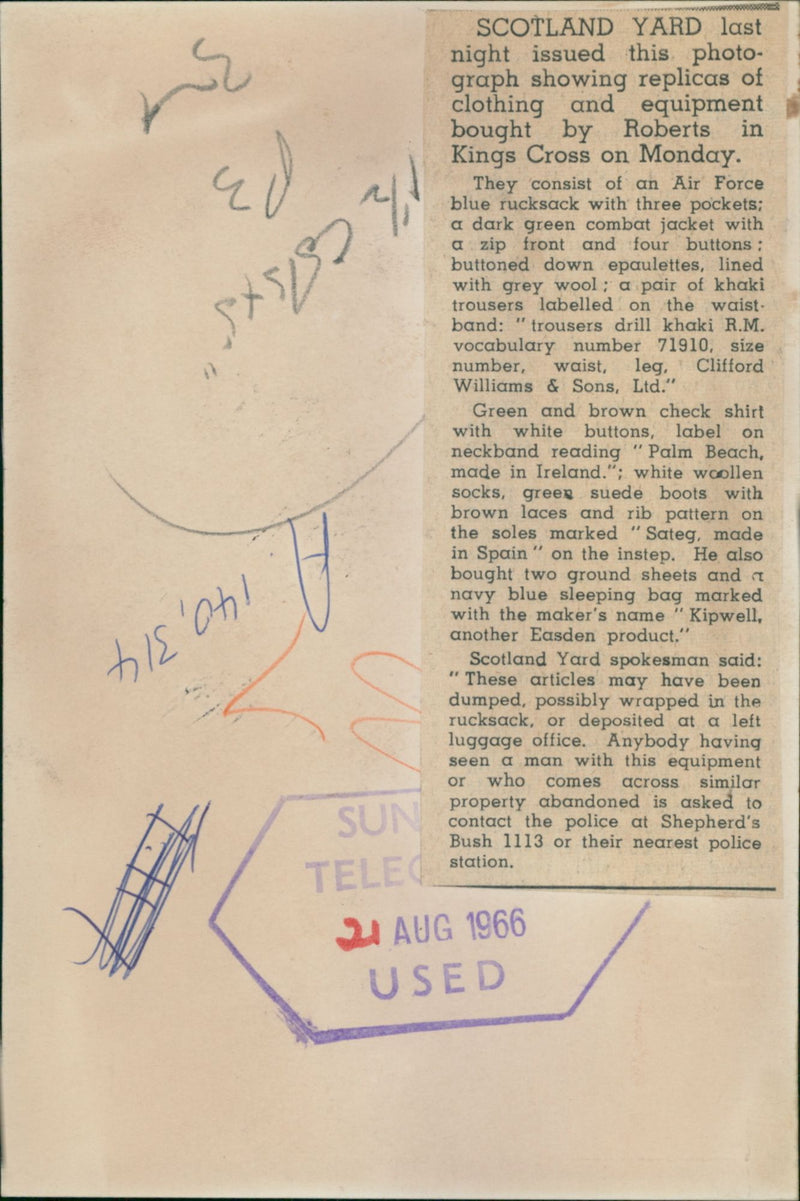 Shepherd's Bush murders:scotland yard last night issued this. - Vintage Photograph