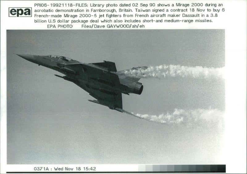 Aircraft : Dassault Mirage 2000 - Vintage Photograph