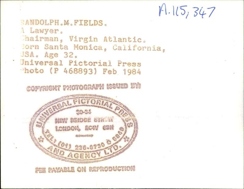 Randolph Fields - Vintage Photograph