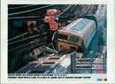 Railway Crashes From 1970:Runaway train which came to a halt at signal box. - Vintage Photograph