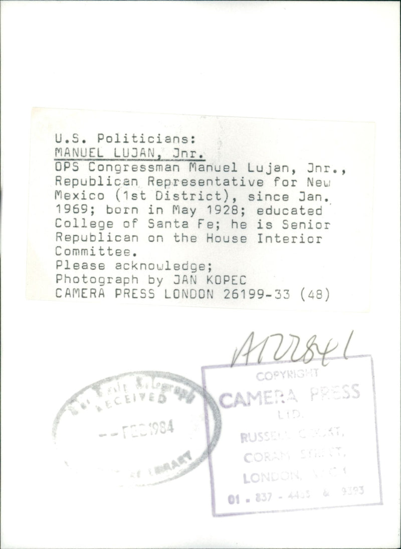 Mr. Manuel Lujan: U.S. Politician. - Vintage Photograph