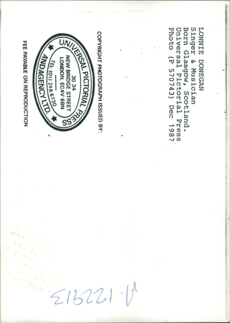 Lonnie Donegan: Singer & Musician - Vintage Photograph