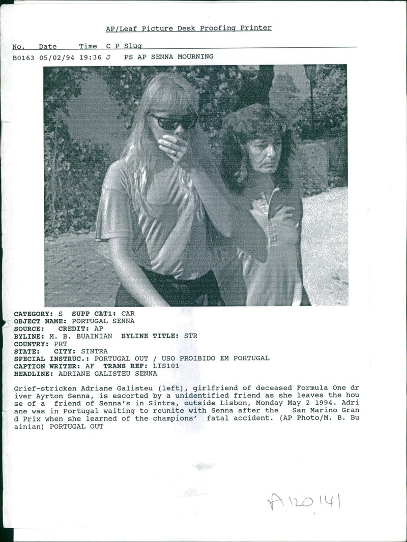 Ayrton Senna.Adriane Galisteu girlfriend of Formula one driver Ayrton. - Vintage Photograph