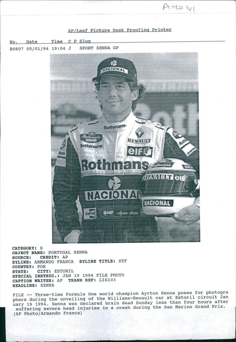 Ayrton Senna: - Vintage Photograph