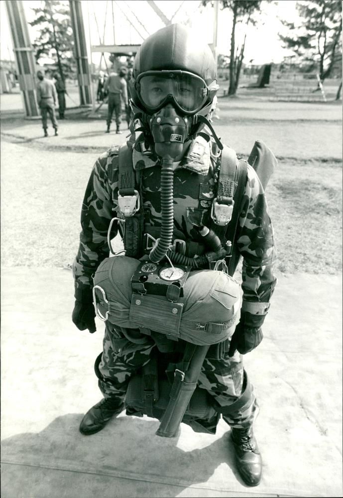 A japanese paratrooper in free fall kit. - Vintage Photograph