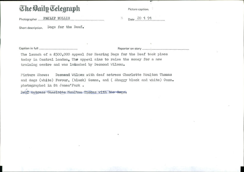 Desmond John Wilcox with charlotte moulton thomas  and dogs. - Vintage Photograph