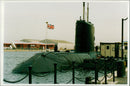 Navy Submarine HMS unseen docked at South Quay. - Vintage Photograph