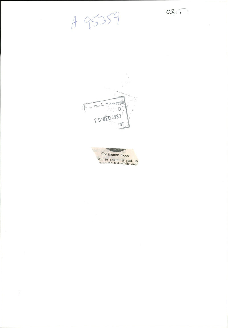 Colonel Thomas Blood. - Vintage Photograph