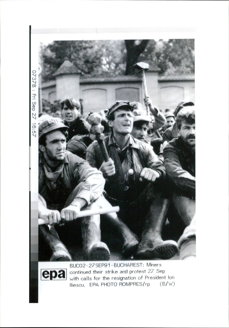 Miners continued their strike and protest. - Vintage Photograph