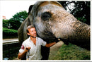 Bruce harman with dilberta the elephant. - Vintage Photograph