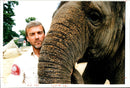 Bruce Harman with Dilberta the Elephant. - Vintage Photograph